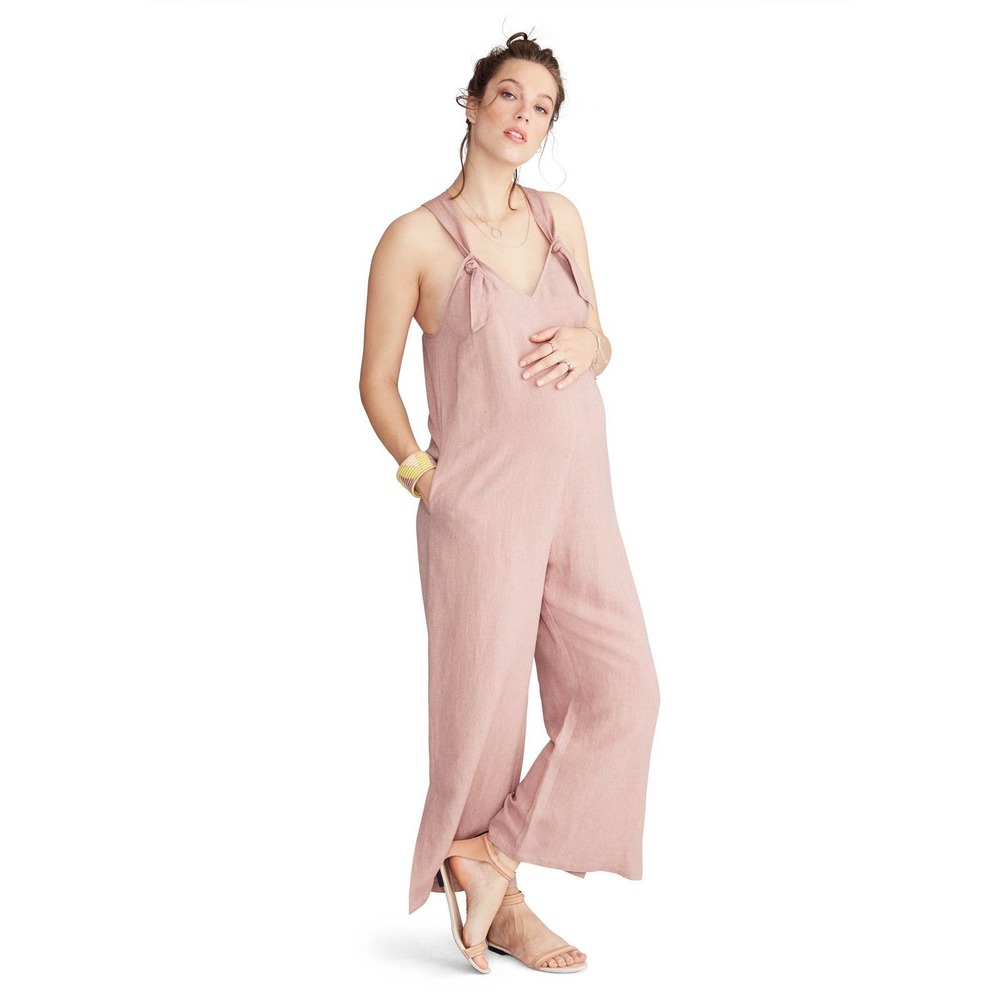 Hatch Jumpsuit 1 Small Pink Linen Noa Maternity Jumper Casual